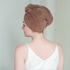 Microfiber Hair Towel with Button Quick Drying Cap Bathroom Supplies