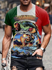 Fish 3d Print Men's Short Sleeve Comfy T shirt Graphic Tee Men's Summer Clothes