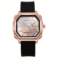 Waterproof Chronograph Wristwatch Analog Leather Strap Watch For Boys