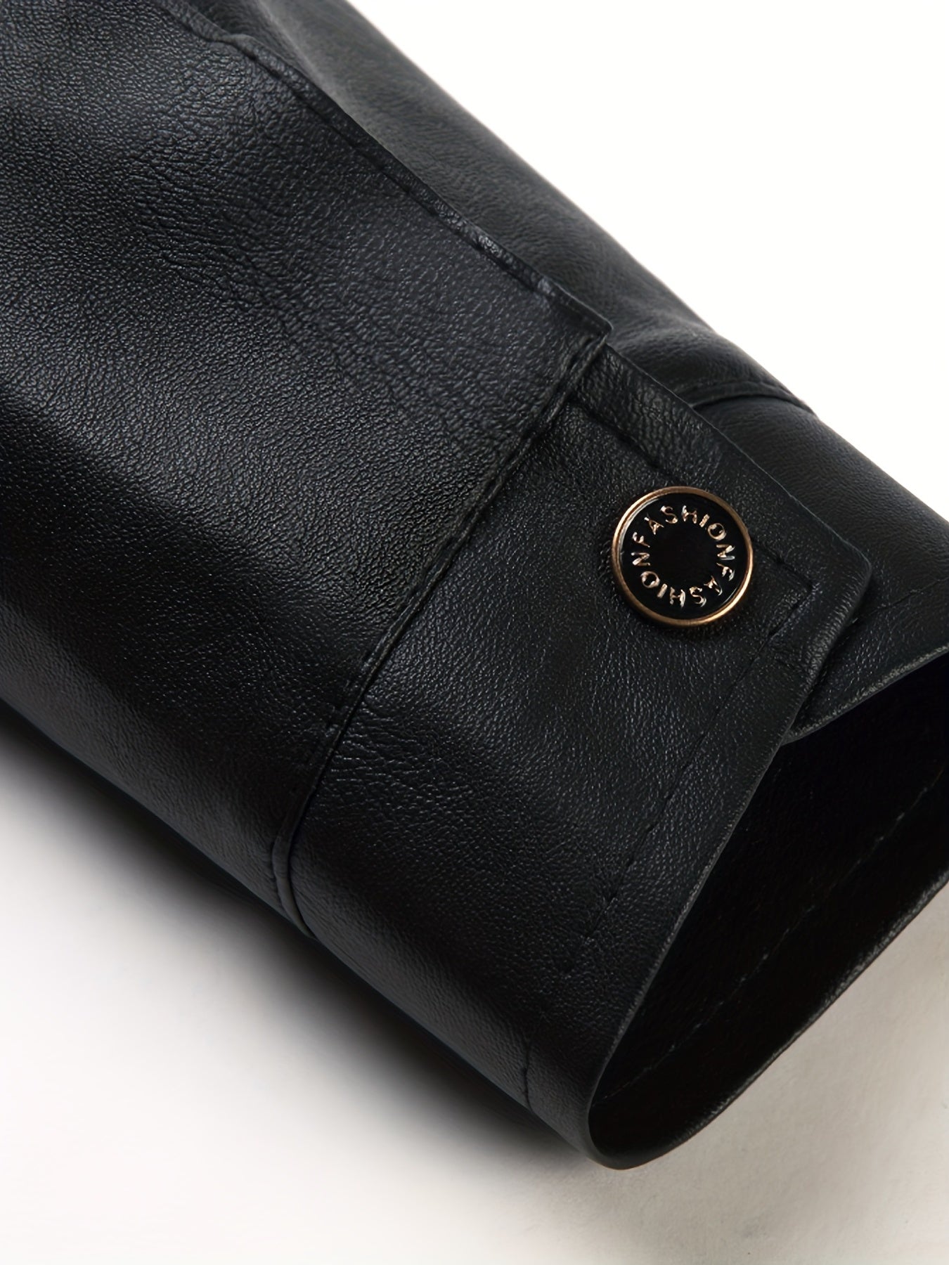 Men's Slim Fit PU Jacket Stand Collar Faux Leather Jacket