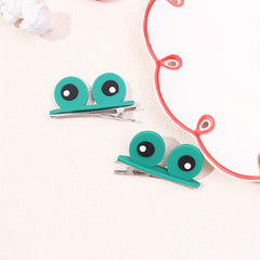 2pcs Cartoon Flog Eyes Decor Hair Clip for Girls