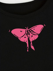 Butterfly Print Tank Top Y2K Crew Neck Summer Sleeveless Top