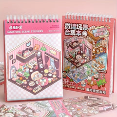 20 Scene Backdrops 25 Die Cut Stickers 1 Tweezers Mini 3D Scene Collection