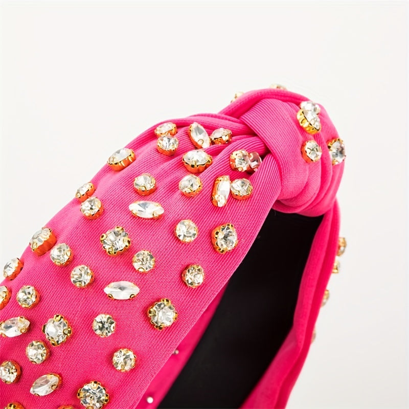 Vintage Rhinestone Headband Knotted Head Hoop Hair Accessories For Women