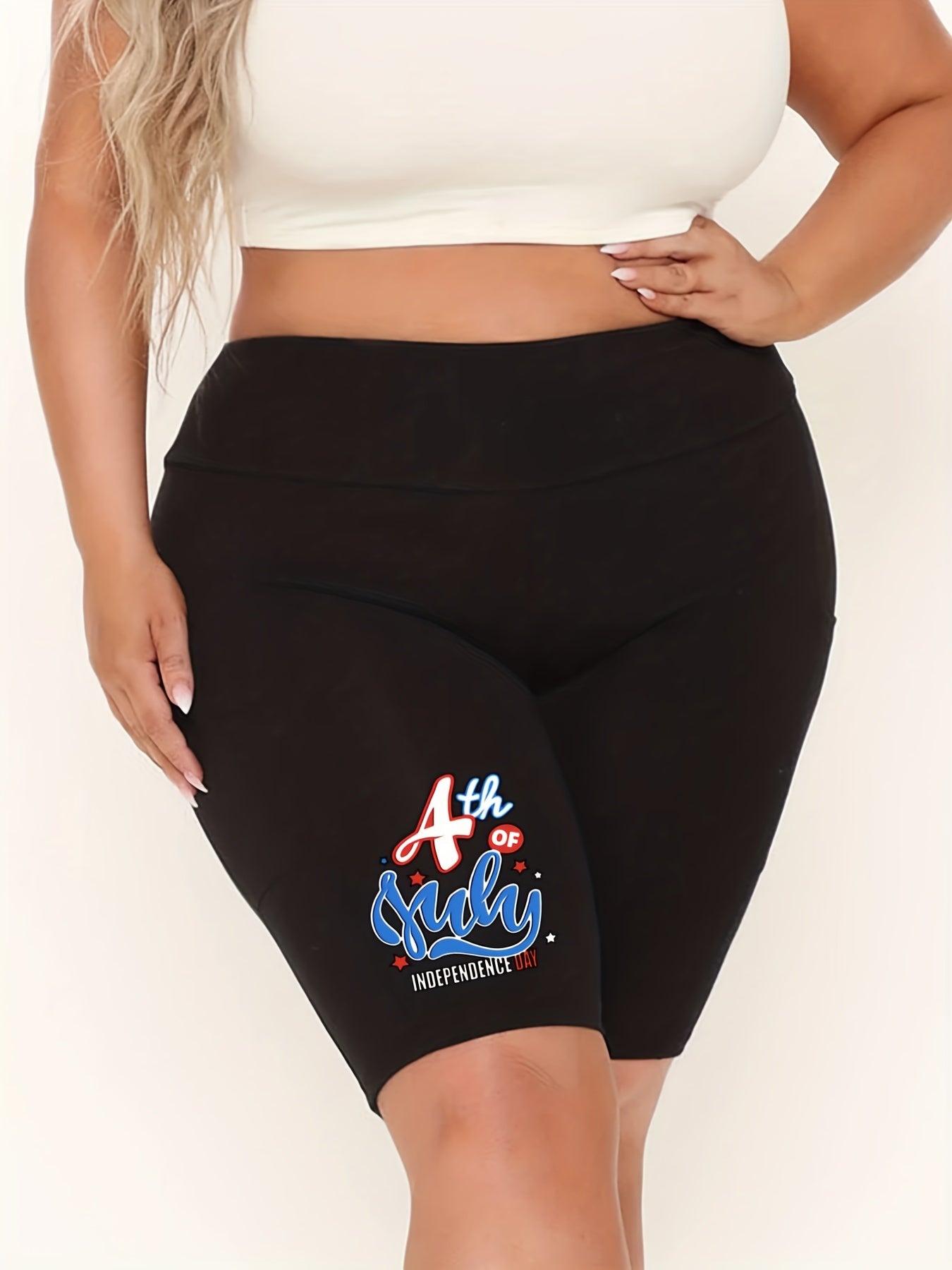  Women's Graphic Print High Rise Skinny Fitness Shorts