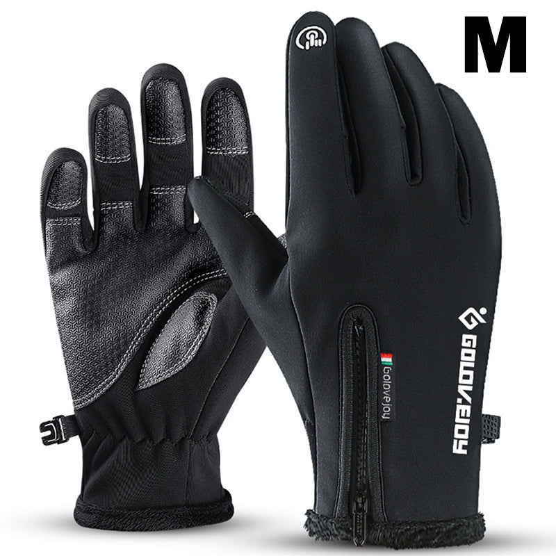 Men's Winter Warming Biker Gloves Windproof Touch Screen Zipper Ski Gloves