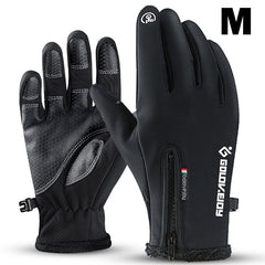 Men's Winter Warming Biker Gloves Windproof Touch Screen Zipper Ski Gloves