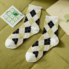 3 Pairs Letter Embroidery Mesh Socks Women's Mid Tube Stockings