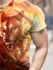 Wolf 3D Pattern Men's Graphic Tee Short Sleeve Comfy T-shirt