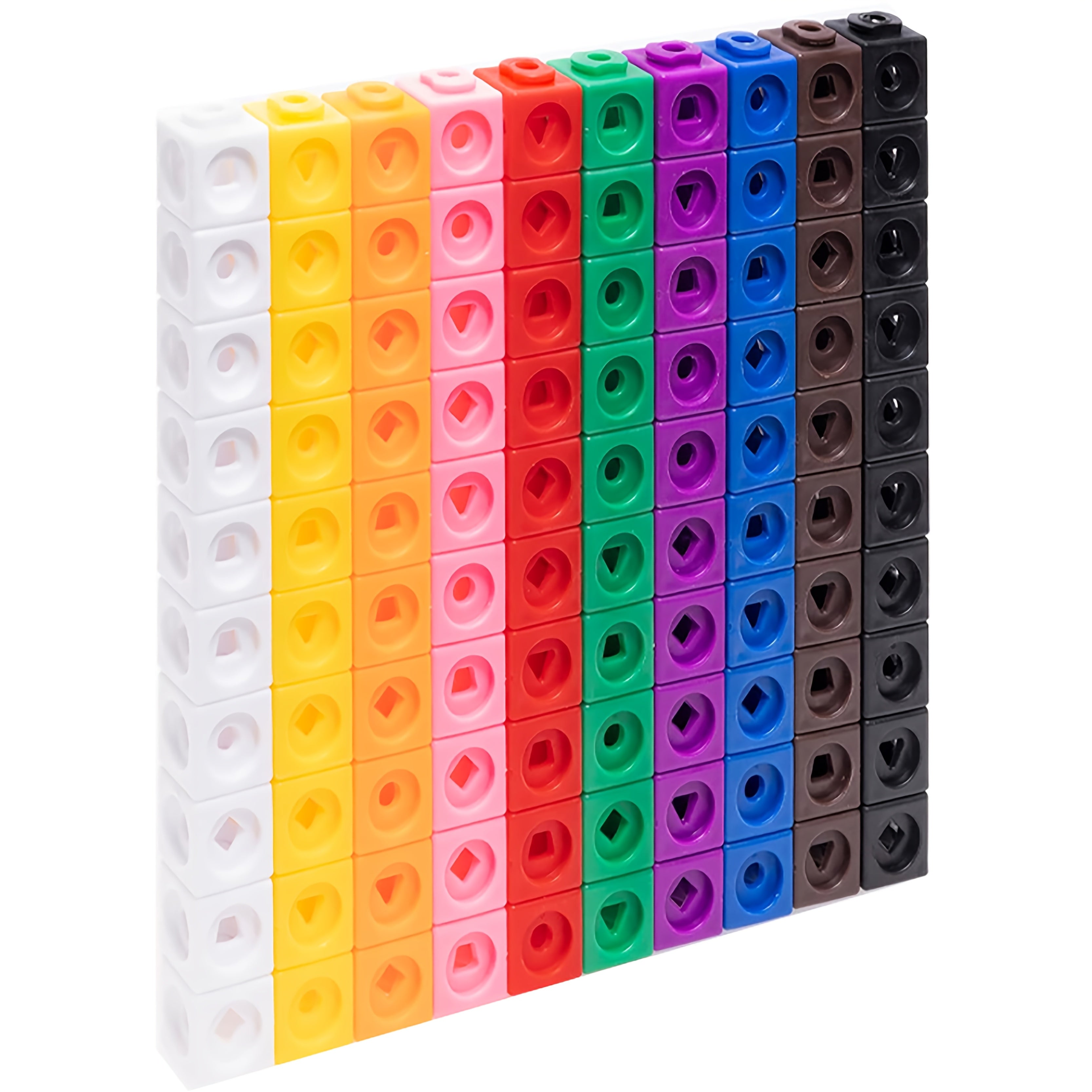 100pcs Fidget Linking Cubes for Learning and Maths with 10 Colours and Shapes
