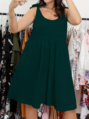  Tank Dress Women's Plus Round Neck Solid Midi Dress