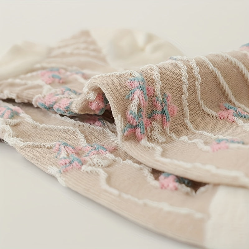 5 Pairs Floral Print Low Cut Ankle Socks Women's Stockings
