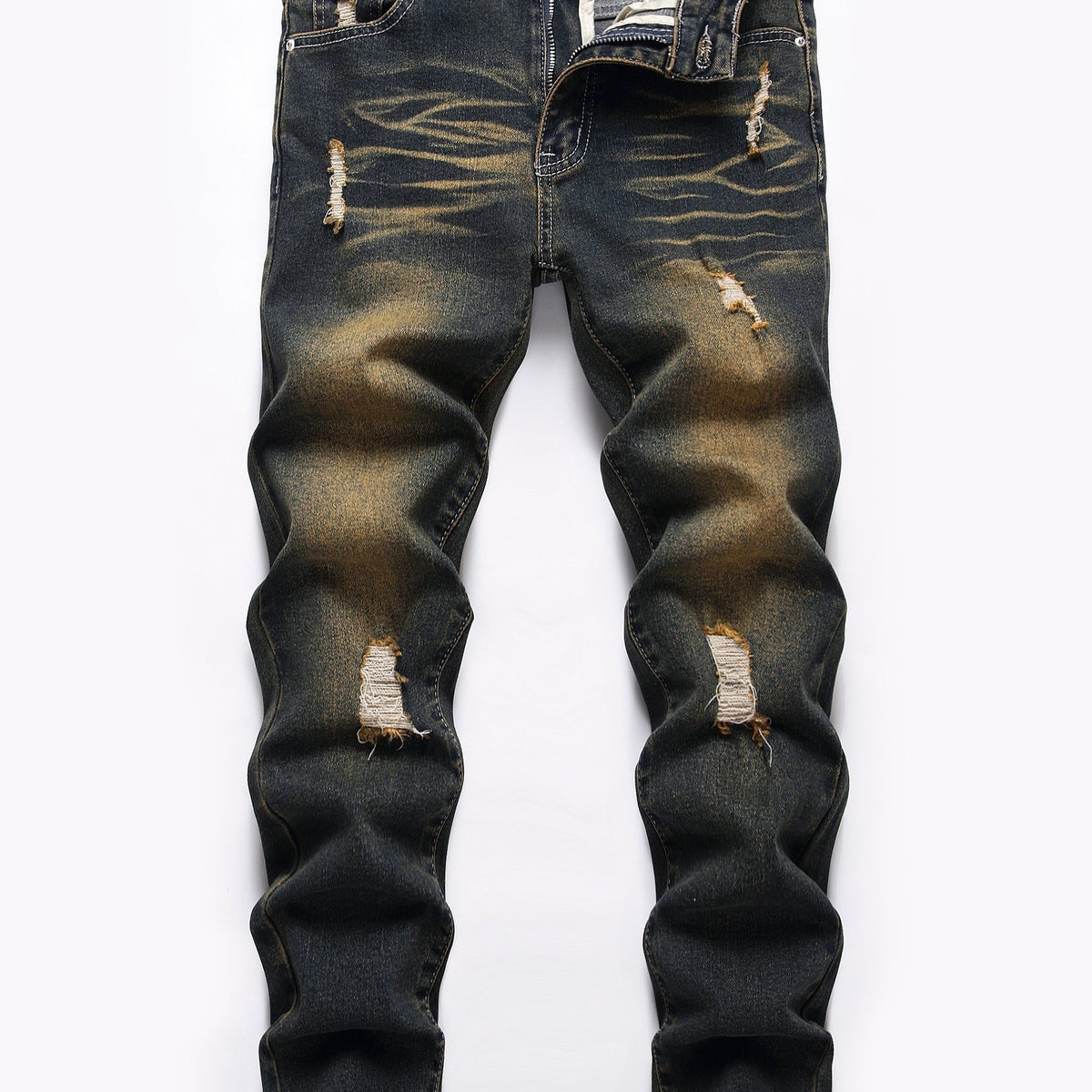 Boys Distressed Stretch Jeans Skinny Slim Fit Washed Denim Pants