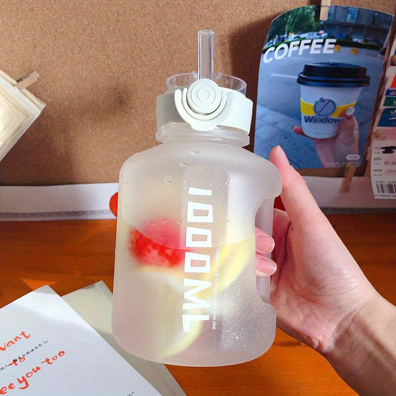 1L Sports Water Bottle With Straw BPA Free Large Portable Water Cup