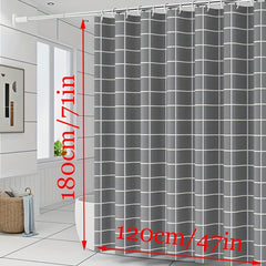 Grey Checkered Shower Curtain PEVA Material Waterproof