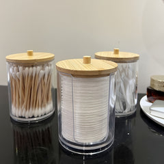 Clear Acrylic Qtip Holder Dispenser for Cotton Ball Swab Pad
