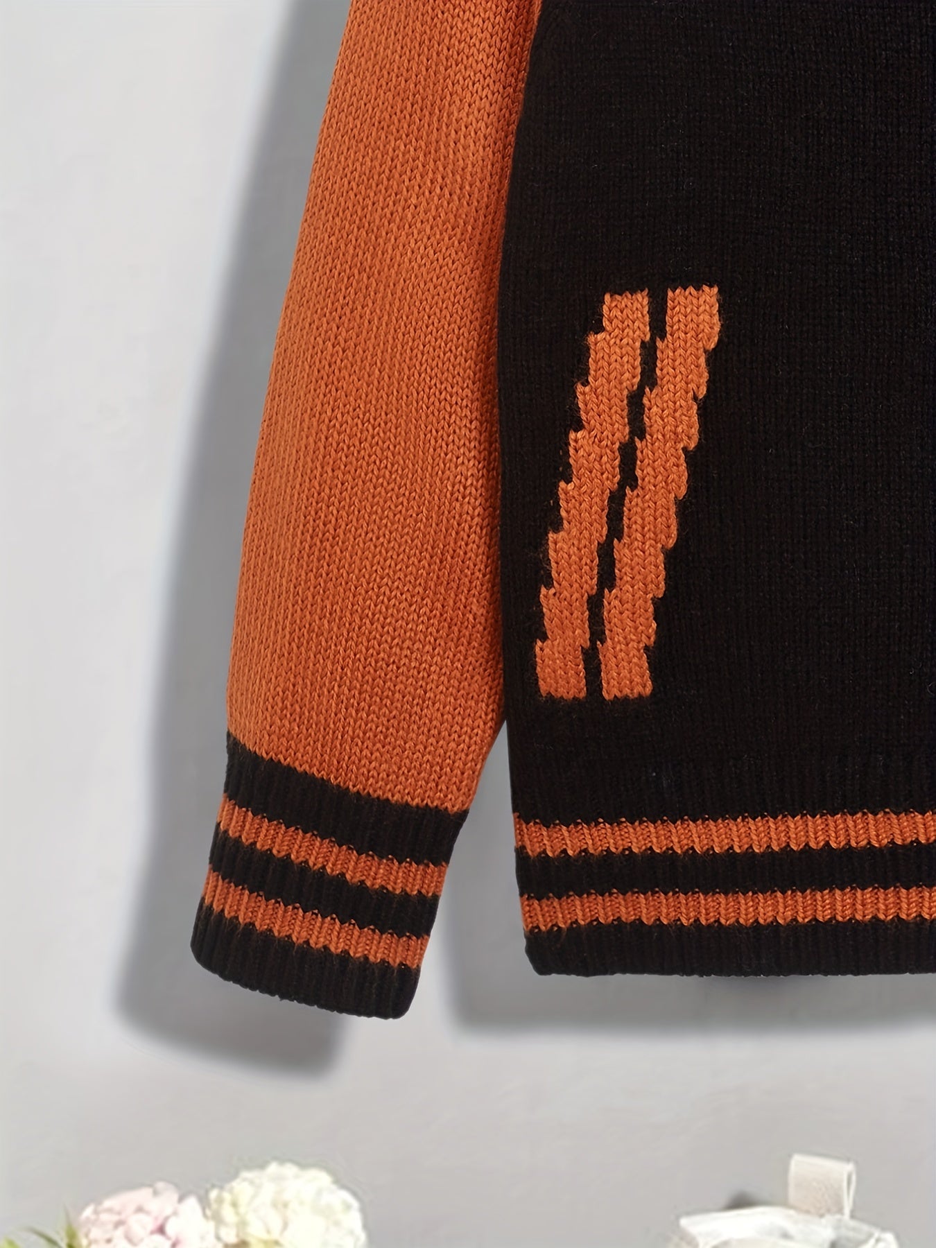 Boys Casual Block Cardigan Sweater Long Sleeve Tops