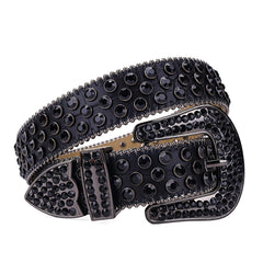 Western Rhinestone Belt Bling Crystal Studded Cowgirl Cowboy Women Men Jeans
