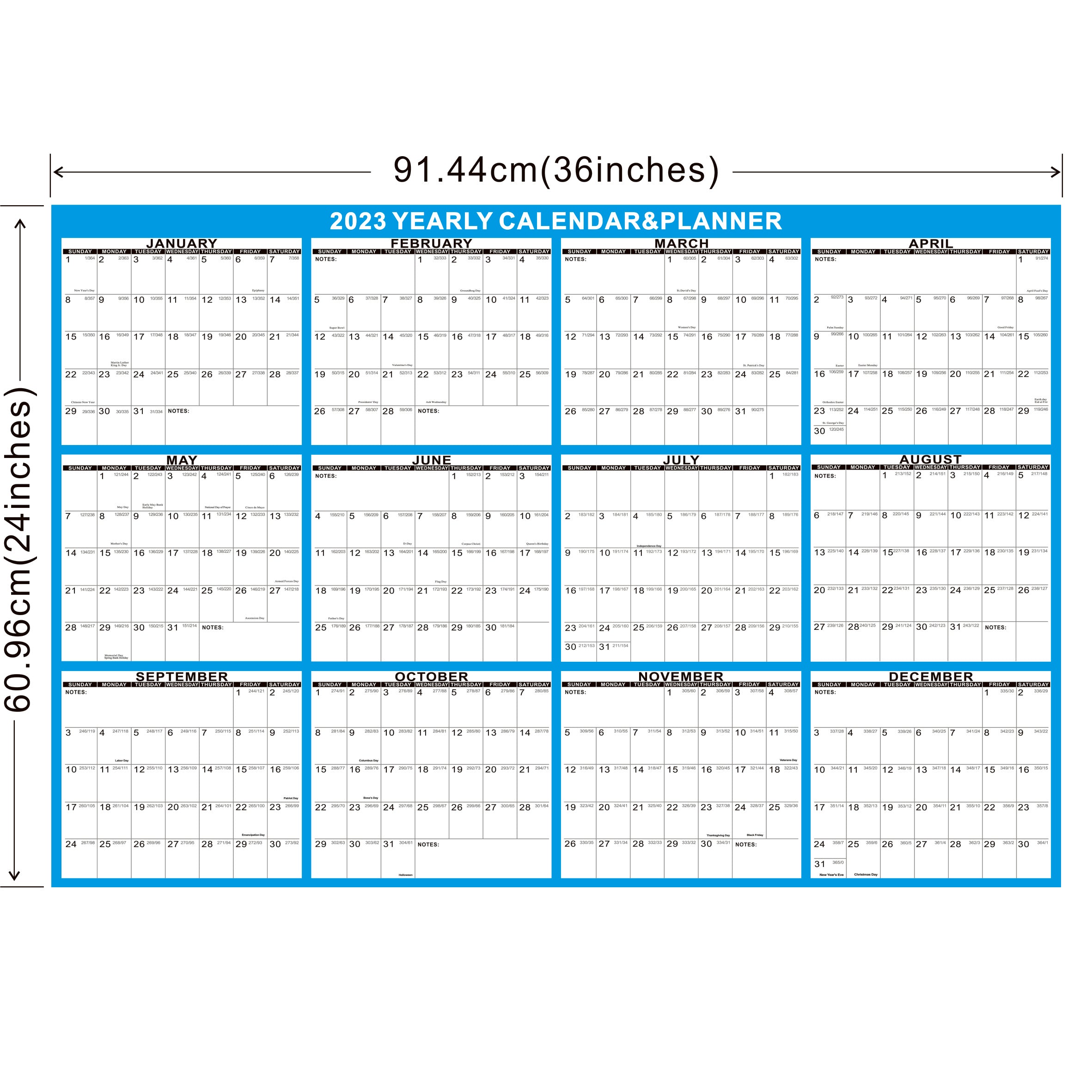 Reversible Adhesive Wall Calendar 24x36in