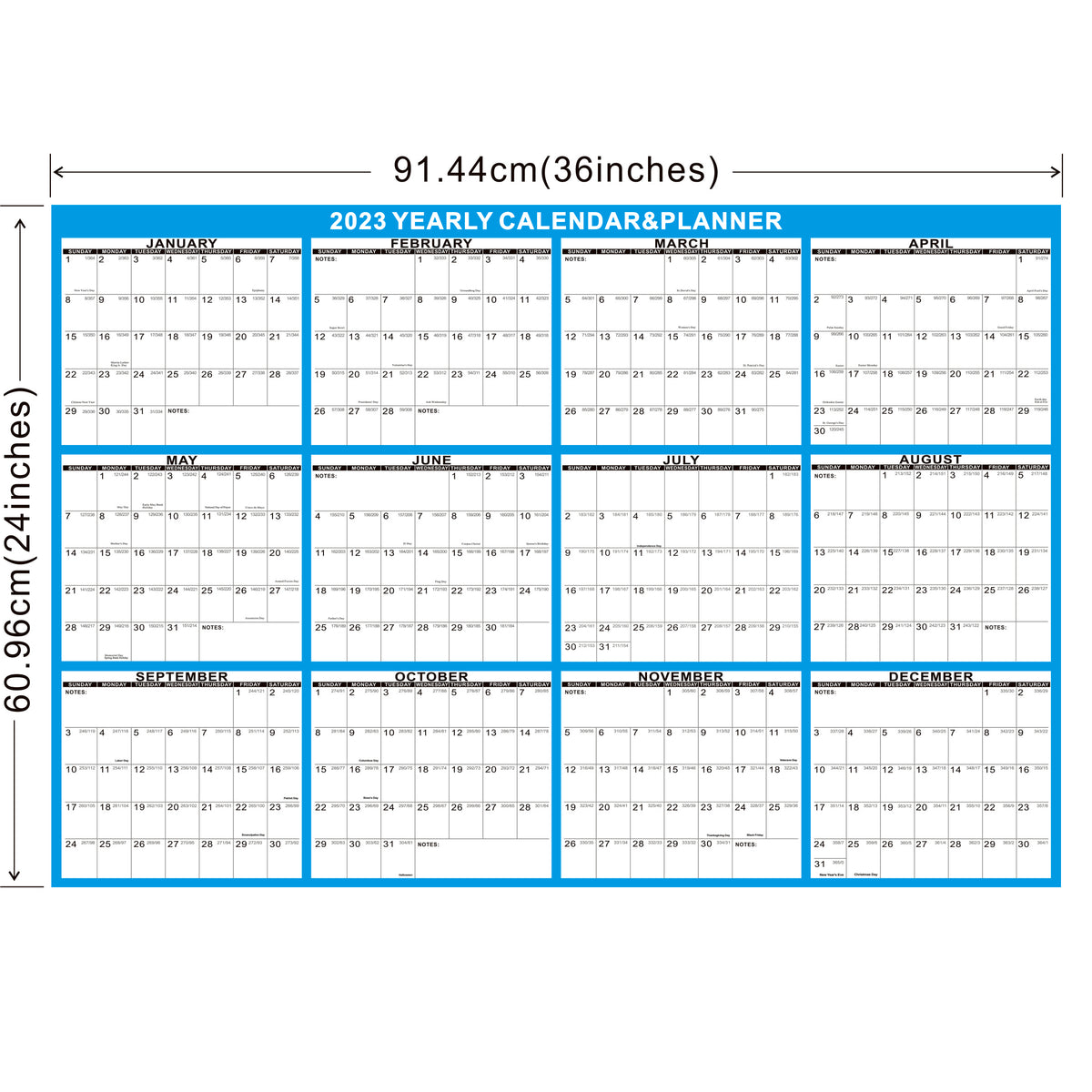 Reversible Adhesive Wall Calendar 24x36in