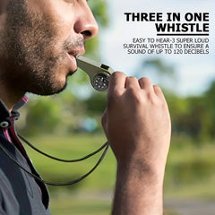 3Pcs Survival Whistle with Compass Thermometer for Outdoor Camping Hiking