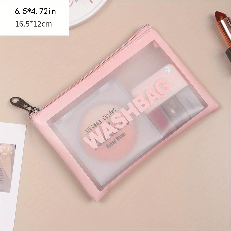 Letter Print Makeup Pouch Lightweight Zipper Cosmetic Bag