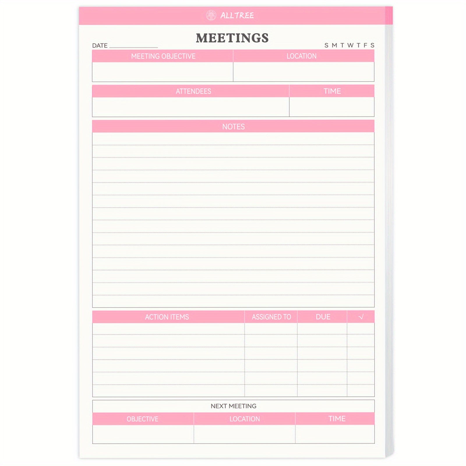 Meeting Notes Planner for Work - Action Items Organizer - 5.5x8.5inch