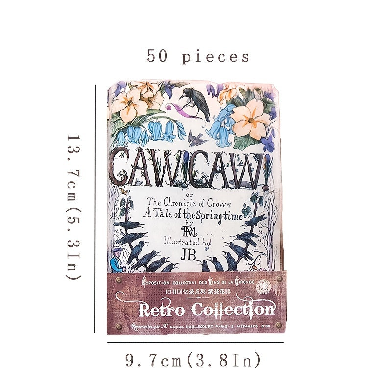 50 Pieces Retro Paper for Decorating - Mushroom Butterfly Flower