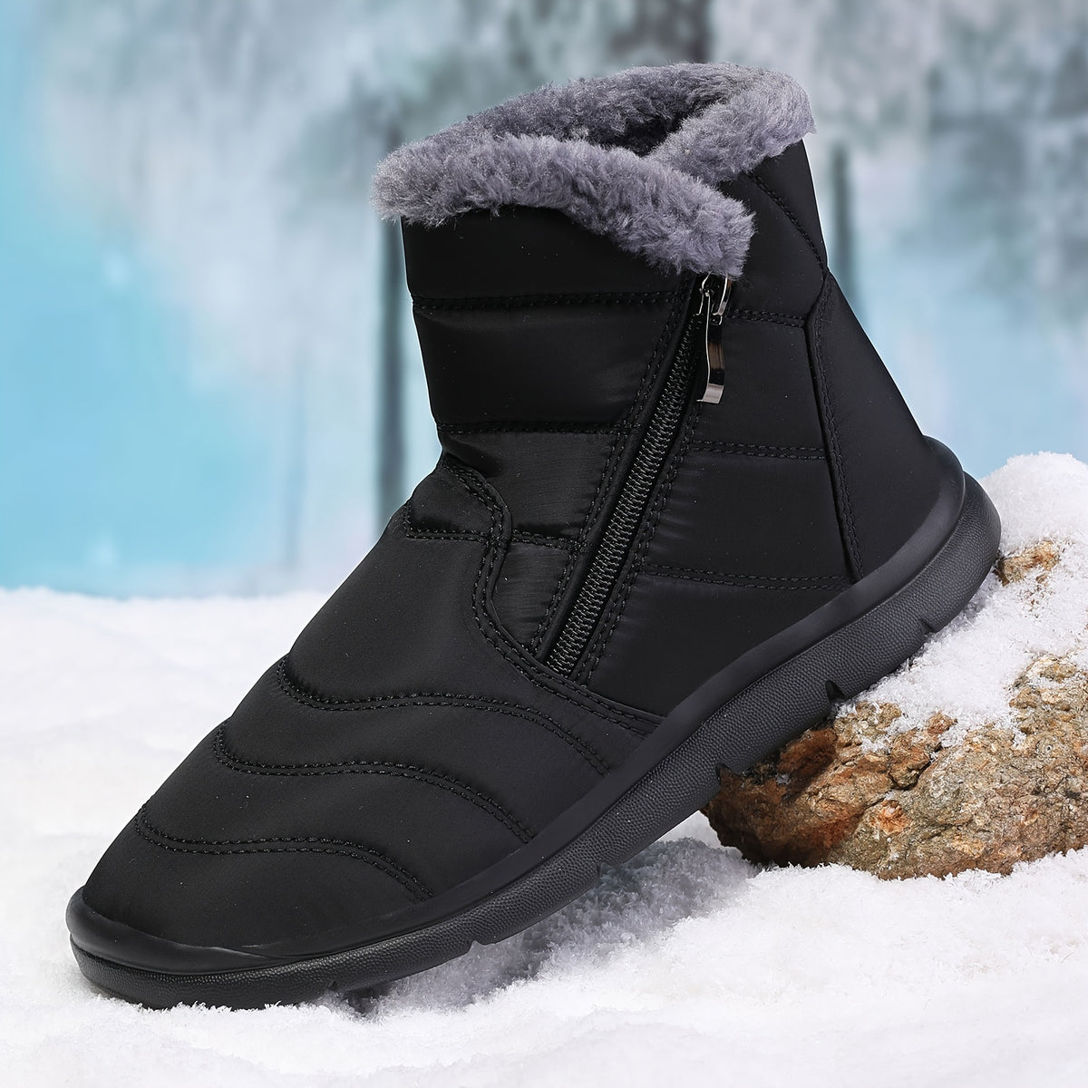 Winter Plus Velvet Women's Snow Boots Warm Lightweight Casual Zipper Snow Boots