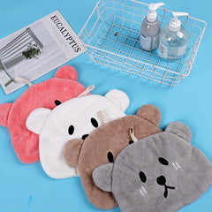 Cartoon Bear Fingertip Towel Hanging Loop Absorbent Soft Towel Bathroom