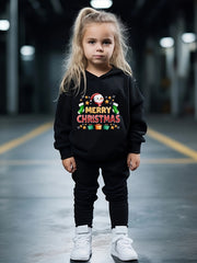 Girls Christmas Alphabets Hooded Sweatshirt Set