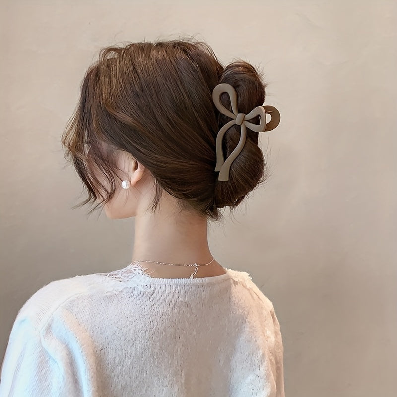 Large Bowknot Hair Claw For Women Style Frosted Back Head Hair Clip