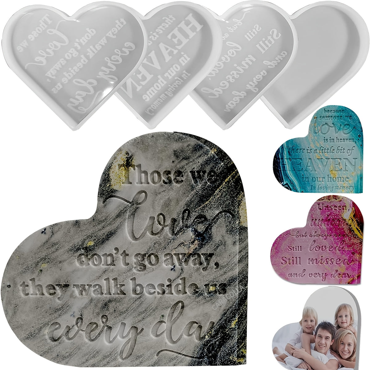 4Pcs Heart Sign Resin Molds Epoxy Resin Silicone Mould DIY Craft