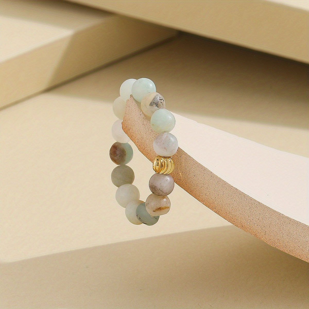 Natural Bead Ring 18k Plated Waterish Stacking Jewelry