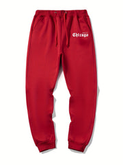Chicago Letter Print Casual Joggers Men's Sweatpants