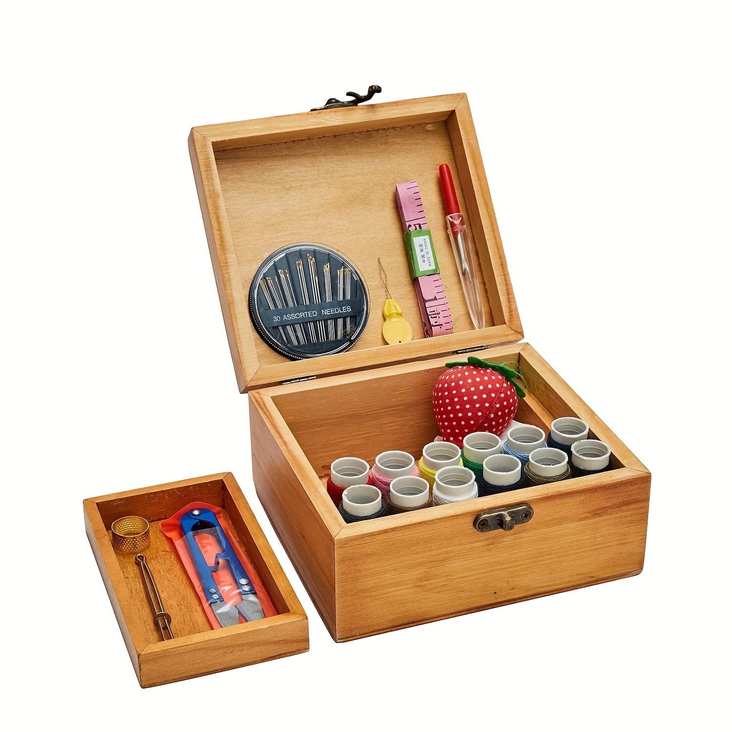 Wooden Sewing Kit Box For Adults with Accessories