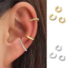 3-Piece Rhinestone Ear Cuff Set Sexy Style Alloy Jewelry