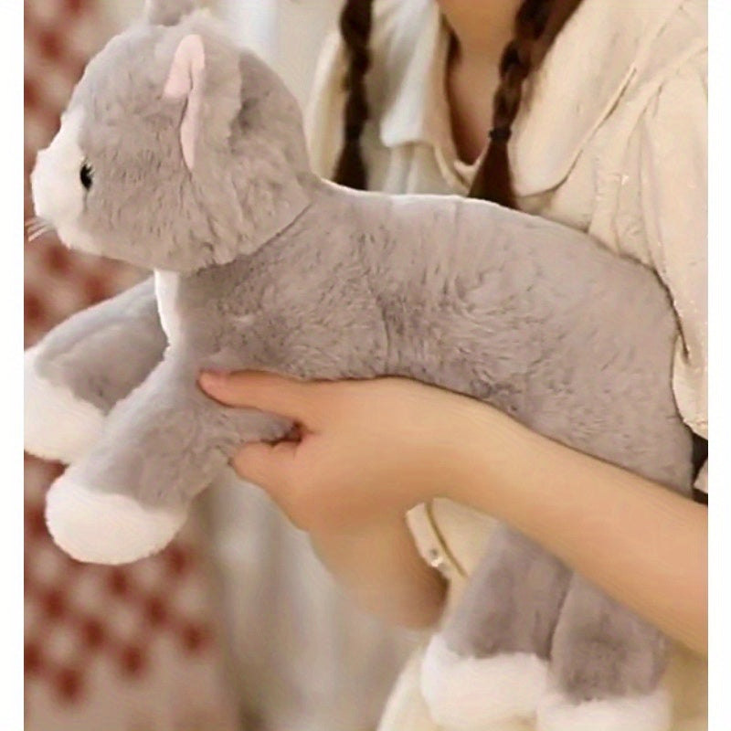 Plush Gray Kitten Pillow Simulation Cat Doll Pet Toy Decoration