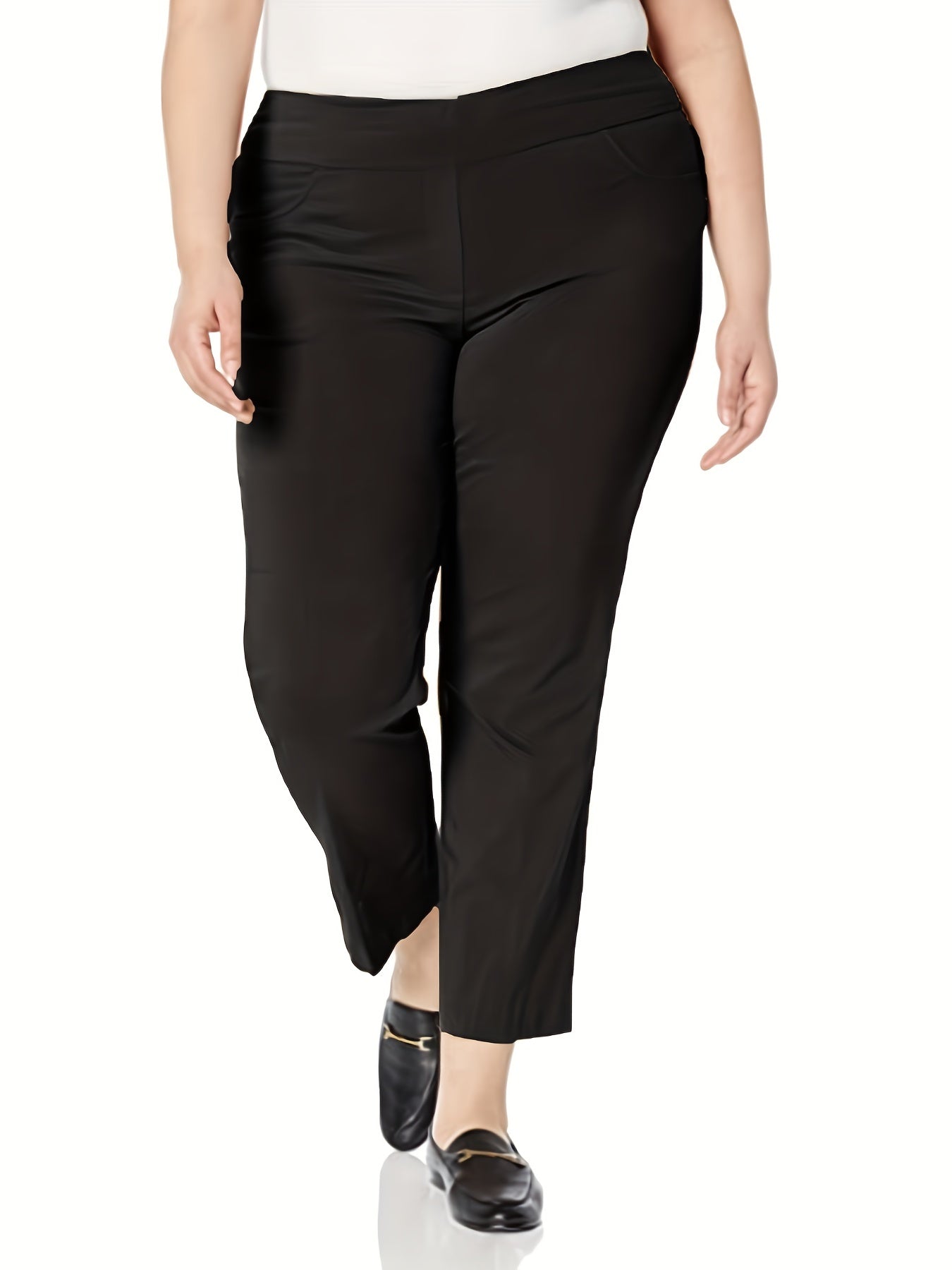  Solid Stretch Workwear Pants - Straight Leg