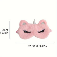 Cartoon Rainbow Horse Blindfold Soft Blackout Plush Eye Mask