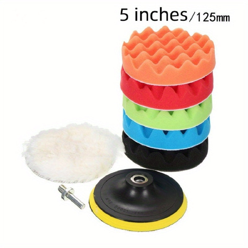 Car Polishing Disc Set 8Pcs Self Adhesive Buffing Sponge Wool Wheel Pad