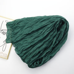 Vintage Dark Green Crinkle Shawl Hijab Windproof Head Wrap