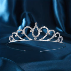 Silver Tiara Rhinestone Crown Hair Accessory Girls Party Decor
