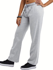 Sporty Drawstring Waist Cotton Sweatpants