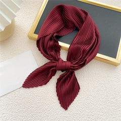 Pleated Bandana Silk Neckerchief Scarf Head Wrap Bag Handle Charm