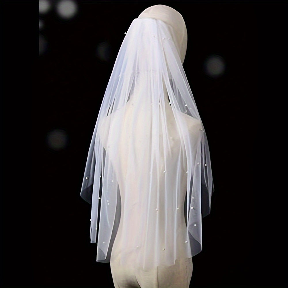 Handcrafted Bridal Veil with Colorful Rhinestones