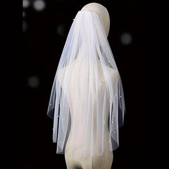 Handcrafted Bridal Veil with Colorful Rhinestones