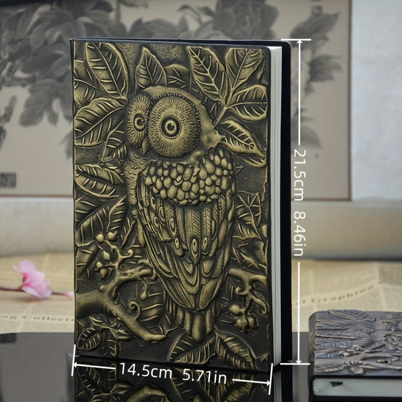 Embossed Owl Diary Notebook A5 100 Sheets Retro Style