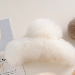 Fluffy Leopard Hair Claw, Solid Ponytail Holder