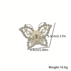 Butterfly Rhinestone Hair Claw Faux Pearl Hair Accessories